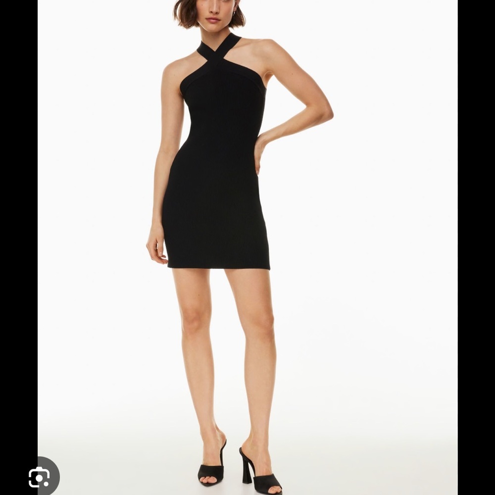 Aritzia Babaton Black Sculpt Knit Criss Cross Dress